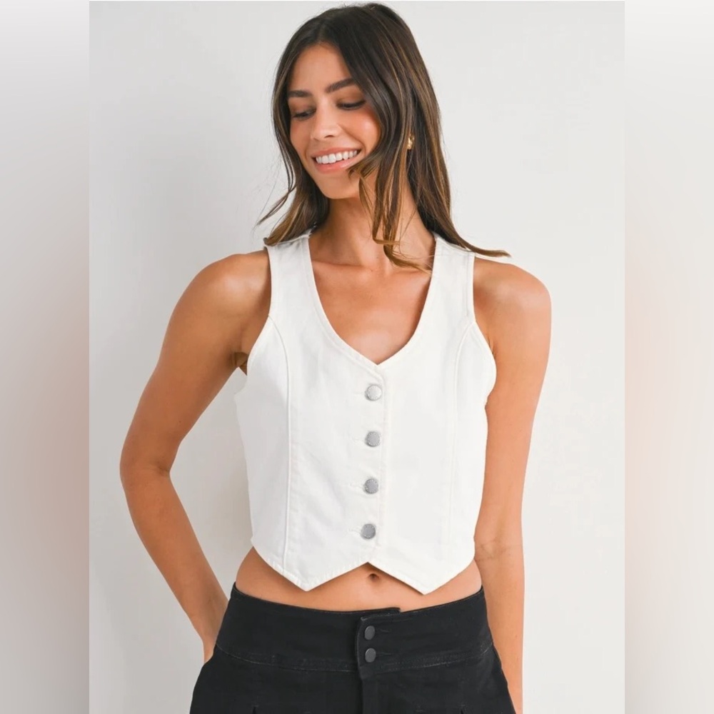 White Denim Vest